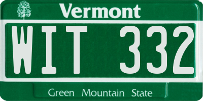 VT license plate WIT332
