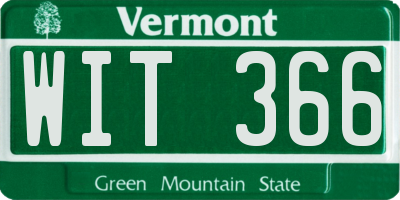 VT license plate WIT366