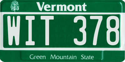 VT license plate WIT378