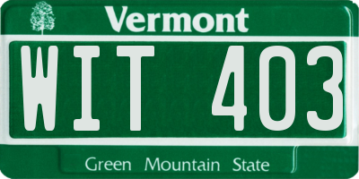 VT license plate WIT403