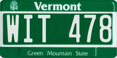 VT license plate WIT478