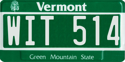 VT license plate WIT514