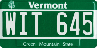 VT license plate WIT645