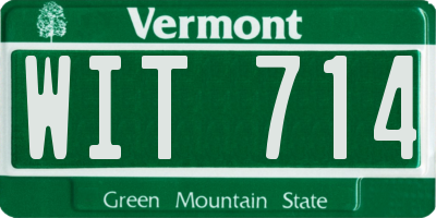 VT license plate WIT714