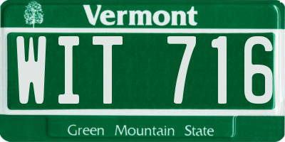 VT license plate WIT716