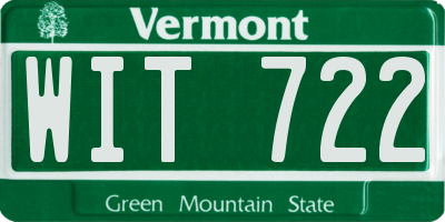 VT license plate WIT722