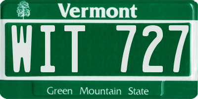 VT license plate WIT727