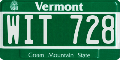 VT license plate WIT728