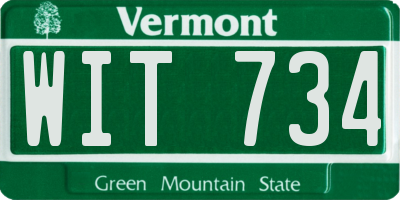 VT license plate WIT734