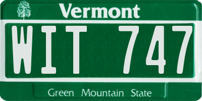 VT license plate WIT747