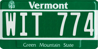 VT license plate WIT774