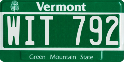 VT license plate WIT792