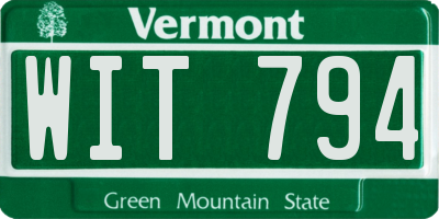 VT license plate WIT794