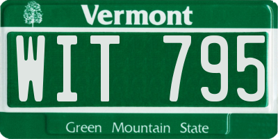VT license plate WIT795