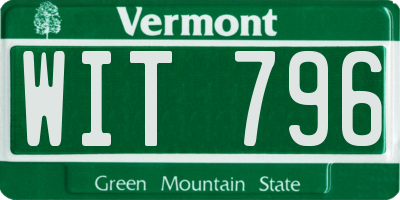 VT license plate WIT796