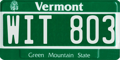 VT license plate WIT803