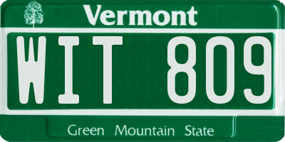 VT license plate WIT809
