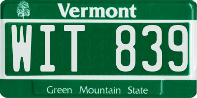 VT license plate WIT839
