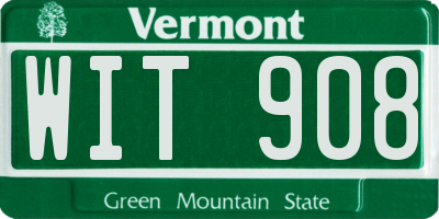 VT license plate WIT908