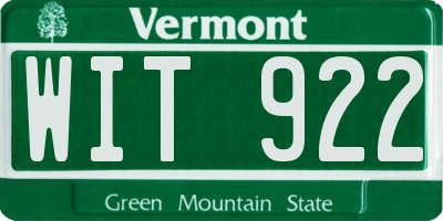 VT license plate WIT922