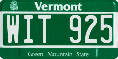 VT license plate WIT925