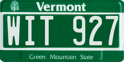VT license plate WIT927