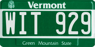 VT license plate WIT929