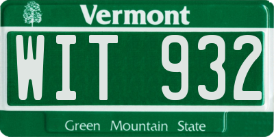VT license plate WIT932