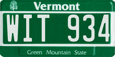 VT license plate WIT934