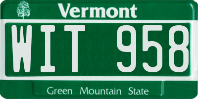 VT license plate WIT958