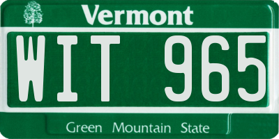 VT license plate WIT965