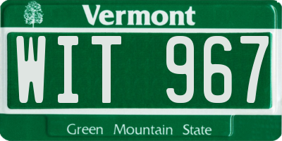 VT license plate WIT967