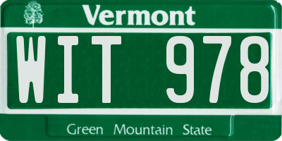 VT license plate WIT978