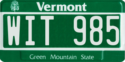 VT license plate WIT985