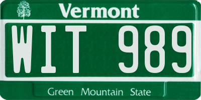 VT license plate WIT989