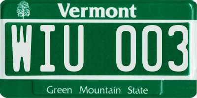VT license plate WIU003