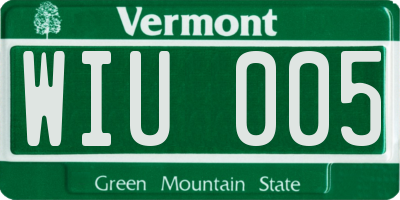 VT license plate WIU005