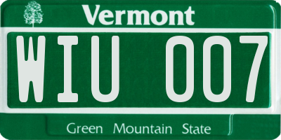 VT license plate WIU007