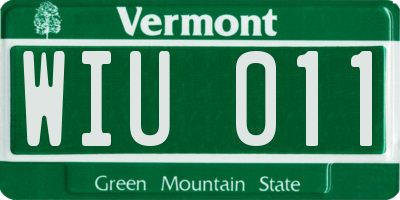 VT license plate WIU011