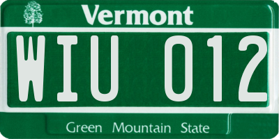 VT license plate WIU012