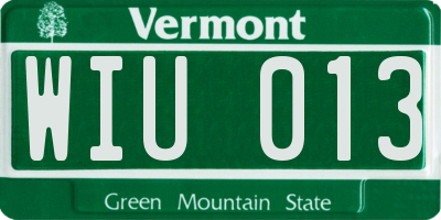 VT license plate WIU013