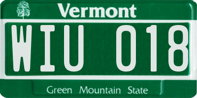 VT license plate WIU018