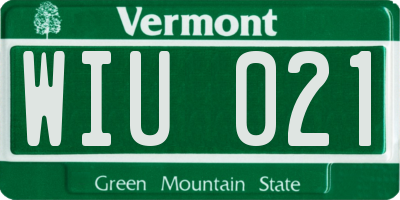 VT license plate WIU021