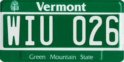 VT license plate WIU026
