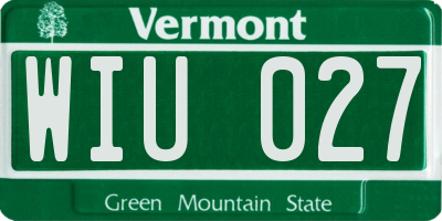 VT license plate WIU027