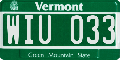 VT license plate WIU033