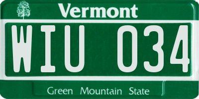 VT license plate WIU034