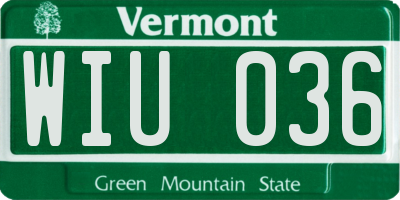 VT license plate WIU036