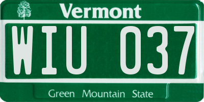 VT license plate WIU037