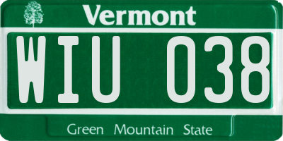 VT license plate WIU038